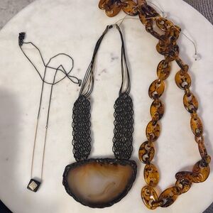 Elegant Black and Brown Statement Necklace Set (Inc. a geode)